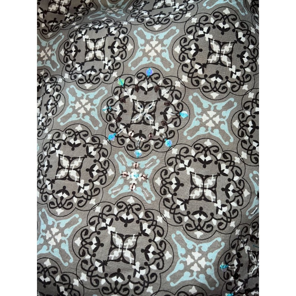 Linden Hill Boho Pale Blue and Brown Skirt with Embellishments Women Size 12 - Picture 6 of 7